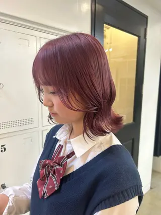 ショート カラー 🌷ラベンダーピンク 顔まわり🌷ねいろのヘアスタイル