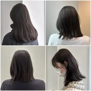 ミディアム カラー 切りっぱなしヘアボブ ミディアムヘアRYOのヘアスタイル