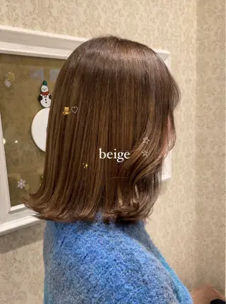 ミディアム カラー ヘアアレンジ ブリーチなしカラー/ 暖色カラー/艶カラーのヘアスタイル