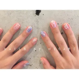 ショート カラー ネイル マツエク・マツパ illum hicariのネイルデザイン