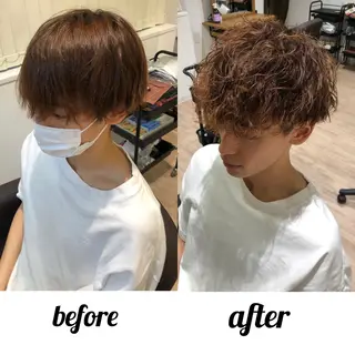 ショート カラー パーマ メンズ 関西センターパート メンズモデル募集のヘアスタイル