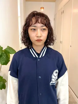 ミディアム パーマ ショート& パーマ　坂本のヘアスタイル