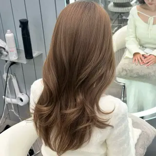 セミロング カラー ヘアアレンジ ブリーチなしW🎀 髪質改善／はのんのヘアスタイル