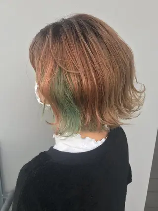 カラー ウルフレイヤー 縮毛矯正/ヒロシのヘアスタイル