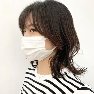 ミディアム カラー パーマ ヘアアレンジ メンズ キッズ 骨格レイヤーカット 🌿美髪縮毛矯正のヘアスタイル