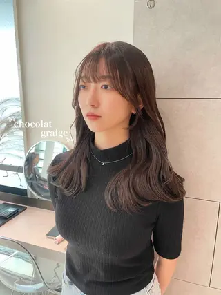 ロング カラー レイヤーカット 韓国ヘアayameのヘアスタイル