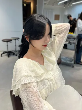 カラー ヘアアレンジ 似合わせ顔まわり カット💛森尾真由美のヘアスタイル