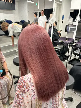 セミロング カラー 流行りの透明感カラー ×縮毛矯正🤍ユウのヘアスタイル