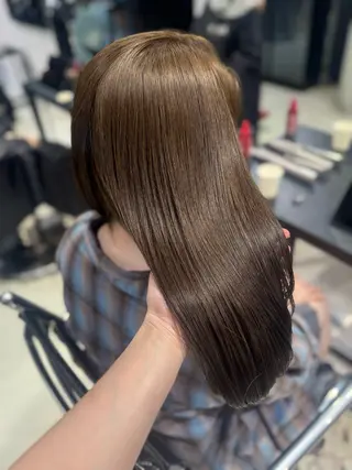 ロング カラー パーマ ヘアアレンジ 透明感/オリーブ/ グレージュ/YUKAのヘアスタイル