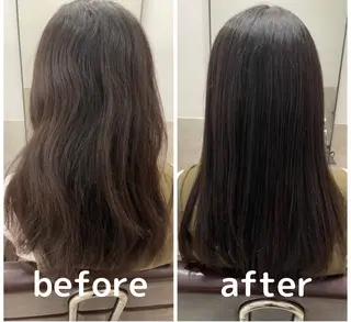 セミロング 縮毛矯正クロスパーマ 益子達也のヘアスタイル