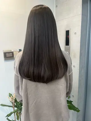 セミロング カラー パーマ ヘアアレンジ 透明感/オリーブ/ グレージュ/YUKAのヘアスタイル