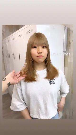 ミディアム カラー パーマ ヘアアレンジ 二ヶ月綺麗なデザイン カット/星野六三四のヘアスタイル