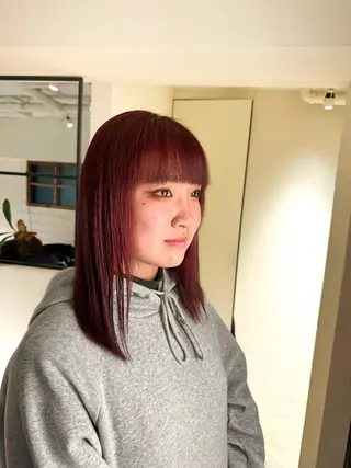 セミロング カラー パーマ ヘアアレンジ 🤎ono/ 切りっぱなしボブ🤎のヘアスタイル
