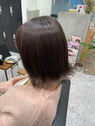 カラー 矯正パーマ、ベージュ ボブカット🫧のヘアスタイル