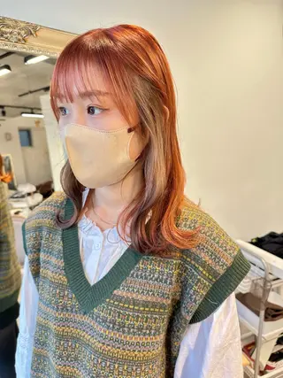 ミディアム カラー ボブ/ショート/ 縮毛矯正/岸本恭明のヘアスタイル