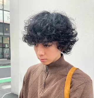パーマ メンズ ボブ×艶カラー 特化・リクト💥のヘアスタイル