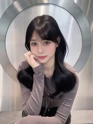 ロング カラー パーマ ヘアアレンジ 葵 韓国オタク美容師 レイヤーカットのヘアスタイル