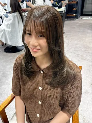 セミロング カラー パーマ ヘアアレンジ メンズ キッズ レイヤーカット 🌿透け感カラーのヘアスタイル