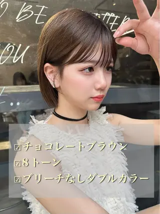 ミディアム カラー かえ🩶韓国ボブ🎀 透明感カラー🥣のヘアスタイル