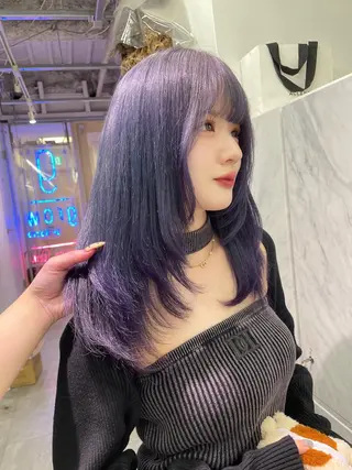 セミロング カラー 🪸店長ハイトーン エクステmisakiのヘアスタイル