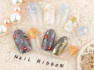 ネイル ネイルリボン 受付スタッフのネイルデザイン