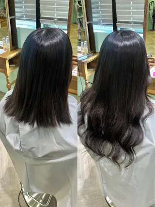 ロング 美髪縮毛矯正/暖色 カラー/エクステのヘアスタイル