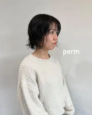 ミディアム パーマ ELENA所属・ナチュラルなショート 北本空河のヘアスタイル