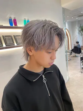 メンズ レイヤー似合わせ 透明感カラーりきやのヘアスタイル