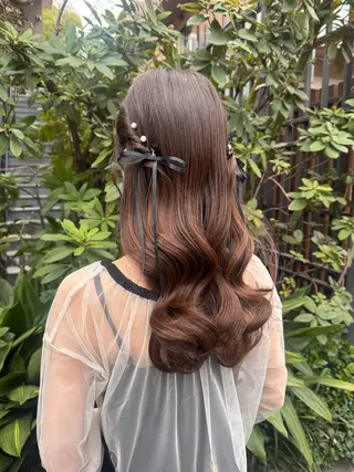 セミロング ヘアアレンジ 🎗️【ヘアセット 美眉】吉川玲🎗️のヘアスタイル