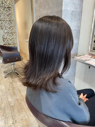 ミディアム カラー 小顔/似合わせカット 杉山莉菜のヘアスタイル