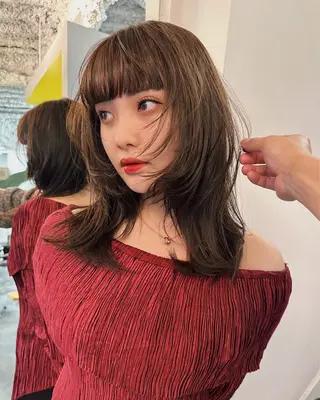 ミディアム カラー レイヤー/パーマ /ウルフ/nabeのヘアスタイル