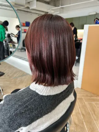 ミディアム カラー ベージュ/ダブルカラ ー/新潟駅/青柳萌果のヘアスタイル