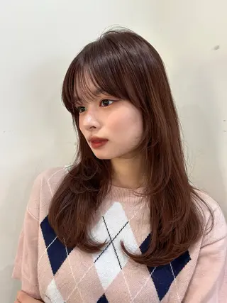 セミロング ベージュ/透明感/ レイヤー/あやか💕のヘアスタイル