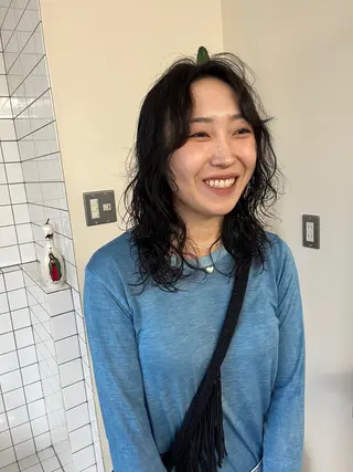 ミディアム パーマ ボブパーマ/パーマ ウルフパーマのヘアスタイル