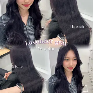 ロング カラー 暗髪🩶ラベンダー/ ブルー/ユウナ🤍のヘアスタイル