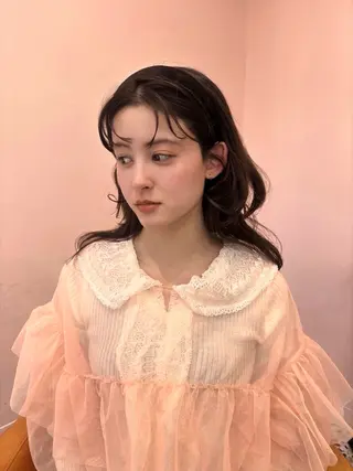 セミロング 🐰チナ🐰 暖色ベージュ/顔周りのヘアスタイル