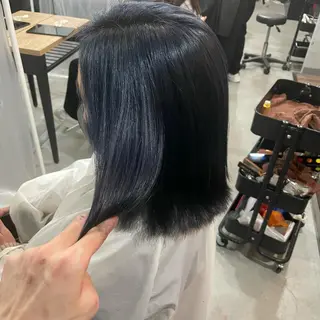 ミディアム カラー パーマ ヘアアレンジ メンズ キッズ ネイル マツエク・マツパ 切りっぱなしヘアボブ ミディアムヘアRYOのヘアスタイル