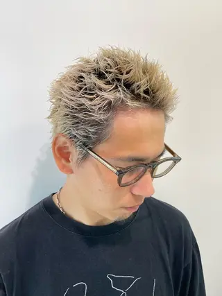 カラー パーマ メンズ Lull1人美容室 バレイヤージュのヘアスタイル