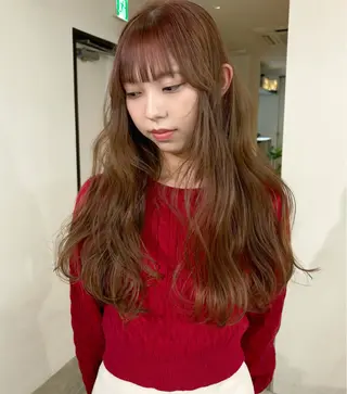 ロング カラー mizuki/ピンク ベージュ.レイヤーのヘアスタイル