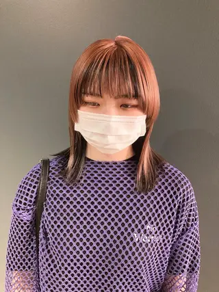 ミディアム カラー スキバサミを使わない カット🌼唯🌼のヘアスタイル