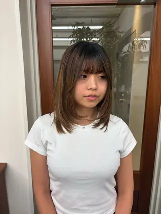 ミディアム 透明感カラー/顔周り カット/ののか💞のヘアスタイル