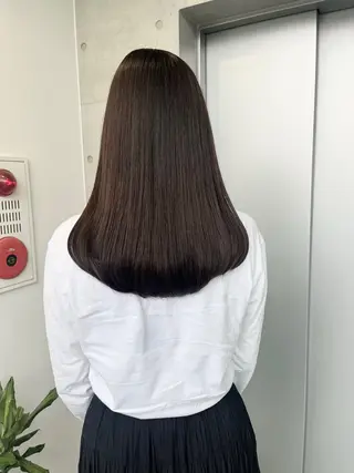 セミロング カラー パーマ ヘアアレンジ 透明感/オリーブ/ グレージュ/YUKAのヘアスタイル