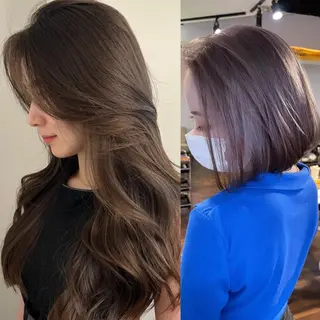 セミロング カラー ヘアアレンジ 髪質改善/レイヤー 縮毛矯正/ケラチン耀のヘアスタイル