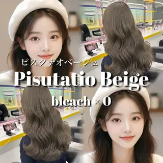 ロング カラー ブリーチ縮毛矯正加藤 赤み無し透明感ヘアのヘアスタイル