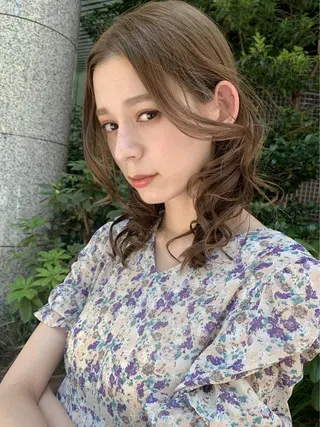セミロング カラー パーマ ヘアアレンジ メンズ ネイル マツエク・マツパ 新宿駅近♡友達とOK 🦋W -ワット -のヘアスタイル