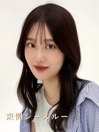 ロング カラー 顔まわりの神様✨ 透明感カラー藤嶋秀幸のヘアスタイル