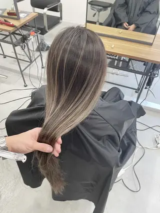 ロング カラー ヘアアレンジ 髪質改善ストレート髪 質改善カラー特化中崎のヘアスタイル