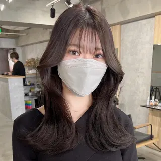 セミロング パーマ ヘアアレンジ メンズ キッズ ネイル マツエク・マツパ アイブロウ レイヤー／顔周り 韓国ヘア森田和貴のヘアスタイル