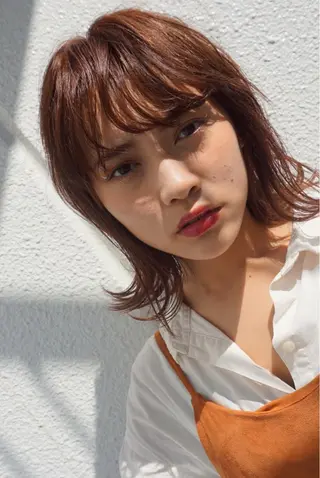 ミディアム カラー パーマ 美艶ボブ 石井一成のヘアスタイル