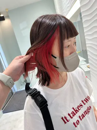 ミディアム カラー 中川 茜里のヘアスタイル